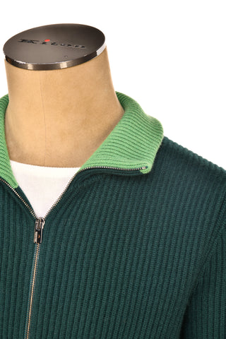 Manrico Cashmere Mockneck Ribbed Zip-Up Sweater