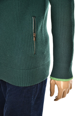 Manrico Cashmere Mockneck Ribbed Zip-Up Sweater