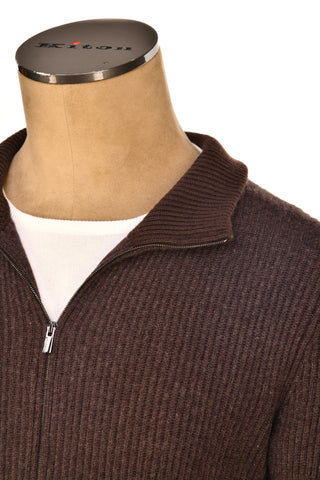 Manrico Cashmere Mockneck Ribbed Zip-Up Sweater