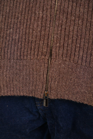 Manrico Cashmere Mockneck Ribbed Zip-Up Sweater