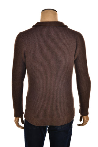 Manrico Cashmere Mockneck Ribbed Zip-Up Sweater