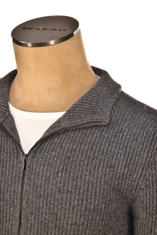 Manrico Cashmere Mockneck Ribbed Zip-Up Sweater