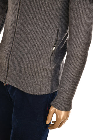 Manrico Cashmere Mockneck Ribbed Zip-Up Sweater