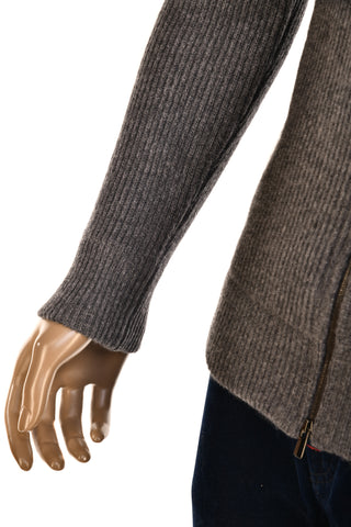 Manrico Cashmere Mockneck Ribbed Zip-Up Sweater