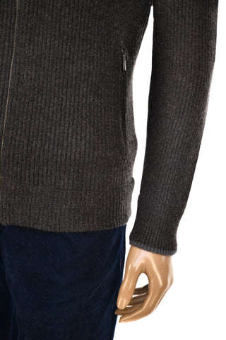 Manrico Cashmere Mockneck Ribbed Zip-Up Sweater