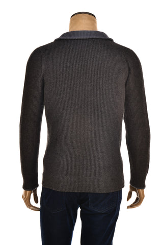 Manrico Cashmere Mockneck Ribbed Zip-Up Sweater