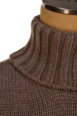 Manrico Cashmere Pattered Turtleneck Thick Knit Sweater