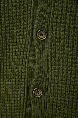 Manrico Cashmere V-Neck Button Up Thick Knit Cardigan