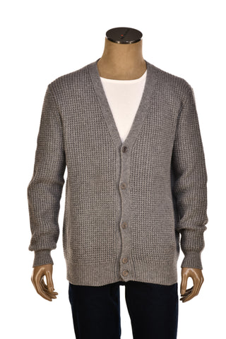 Manrico Cashmere V-Neck Button Up Thick Knit Cardigan