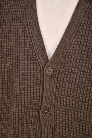 Manrico Cashmere V-Neck Button Up Thick Knit Cardigan