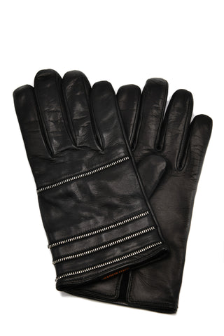 Mario Portolano Leather Zipper-Design Slip On Gloves