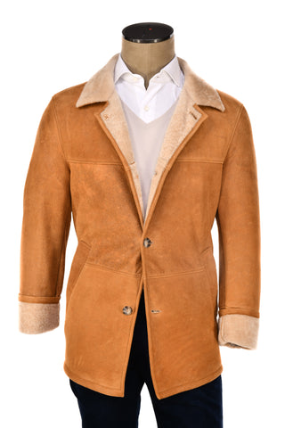 Hettabretz Caramel Leather Shearling Overcoat