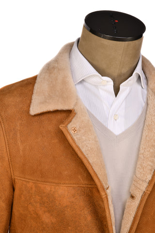 Hettabretz Caramel Leather Shearling Overcoat