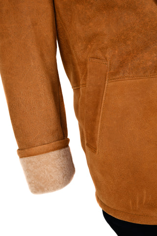 Hettabretz Caramel Leather Shearling Overcoat