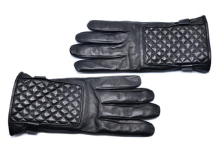 Mario Portolano Leather Textured Button Clasp Gloves