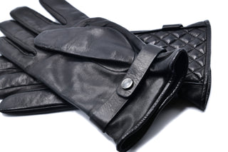 Mario Portolano Leather Textured Button Clasp Gloves