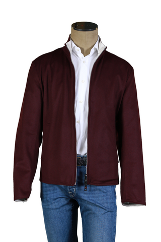 Kired by Kiton Burgundy/ White Solid Cashmere Reversible Jacket