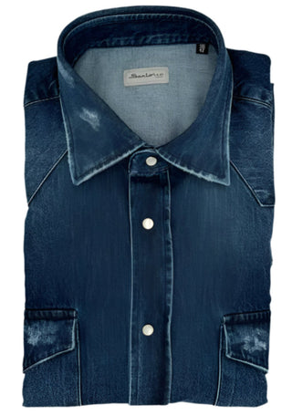 Sartorio Denim Snap Button Cotton Shirt