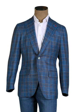 Isaia Cobalt-Blue Checked Sport Jacket