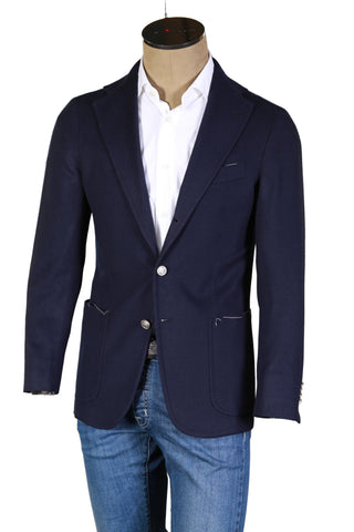 Sartorio Dark-Blue Solid Sport Jacket