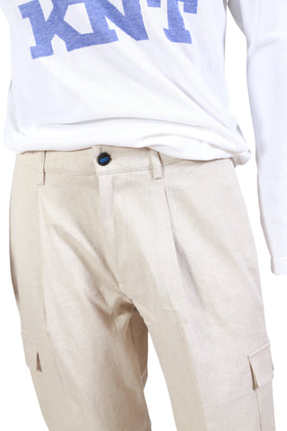 KNT by Kiton Cream Cargo Pants